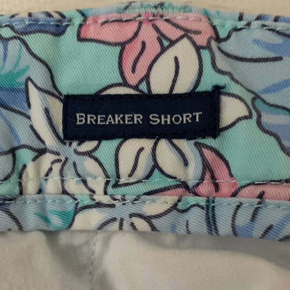 Vineyard Vines Breaker Shorts Cotton Floral Print Blue Pink White Men Size 32